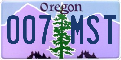 OR license plate 007MST
