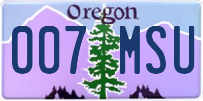 OR license plate 007MSU