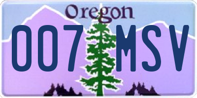 OR license plate 007MSV
