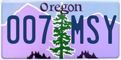 OR license plate 007MSY