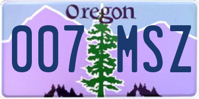 OR license plate 007MSZ