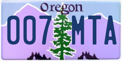OR license plate 007MTA