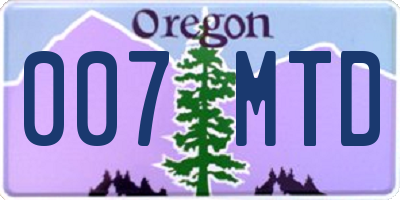 OR license plate 007MTD