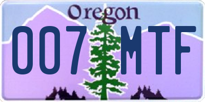 OR license plate 007MTF