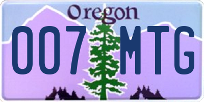 OR license plate 007MTG
