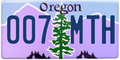 OR license plate 007MTH