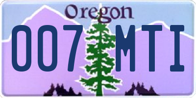 OR license plate 007MTI