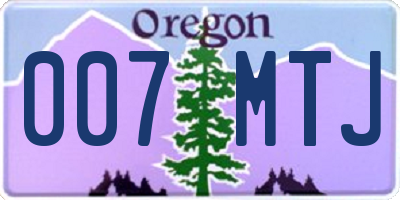 OR license plate 007MTJ