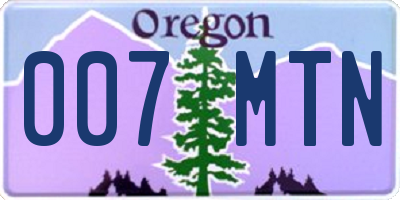 OR license plate 007MTN
