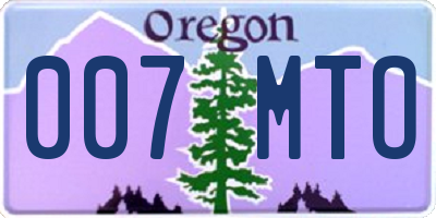 OR license plate 007MTO