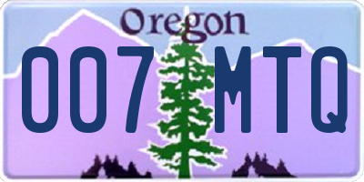 OR license plate 007MTQ