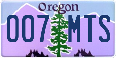 OR license plate 007MTS