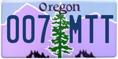 OR license plate 007MTT