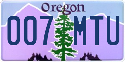 OR license plate 007MTU