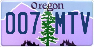 OR license plate 007MTV