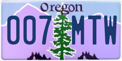 OR license plate 007MTW