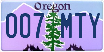 OR license plate 007MTY