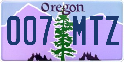 OR license plate 007MTZ