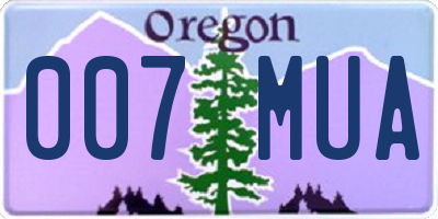 OR license plate 007MUA