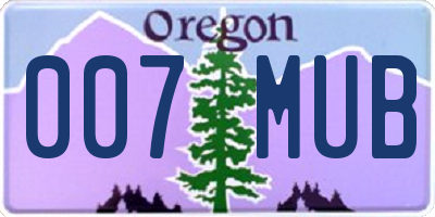 OR license plate 007MUB