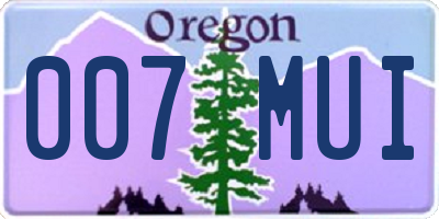 OR license plate 007MUI
