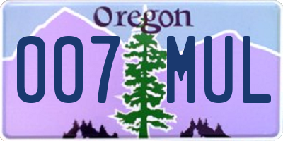 OR license plate 007MUL