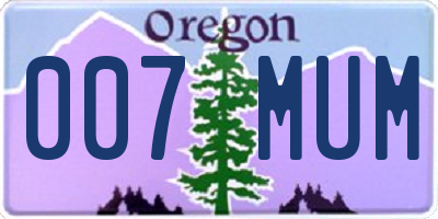 OR license plate 007MUM
