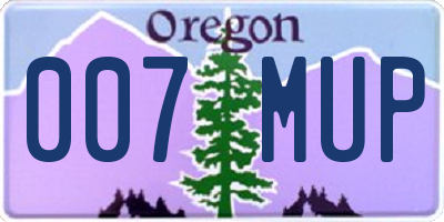 OR license plate 007MUP