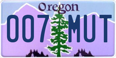 OR license plate 007MUT