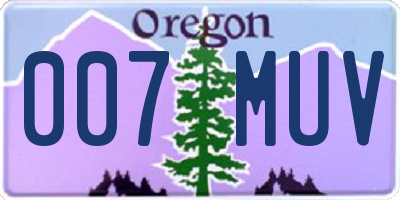 OR license plate 007MUV