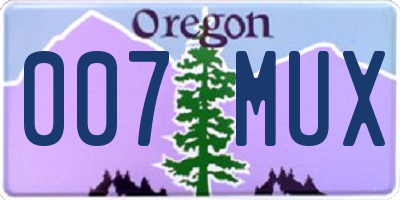 OR license plate 007MUX