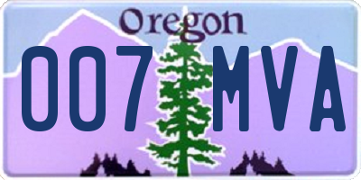 OR license plate 007MVA