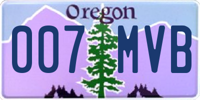 OR license plate 007MVB
