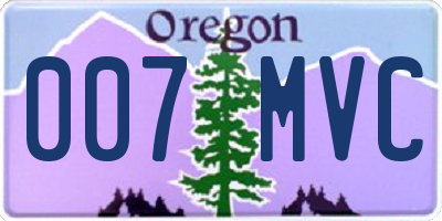 OR license plate 007MVC