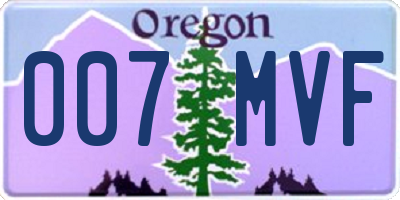 OR license plate 007MVF