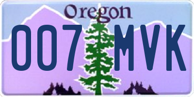 OR license plate 007MVK