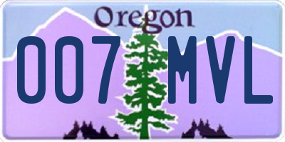 OR license plate 007MVL