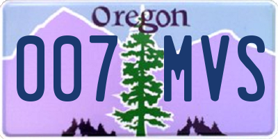 OR license plate 007MVS