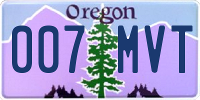 OR license plate 007MVT