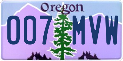 OR license plate 007MVW