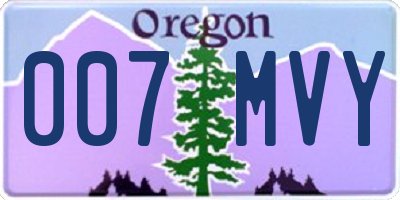 OR license plate 007MVY