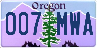 OR license plate 007MWA