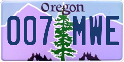 OR license plate 007MWE