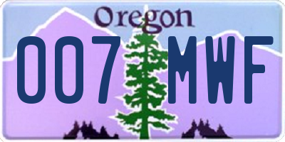 OR license plate 007MWF