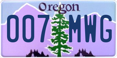 OR license plate 007MWG