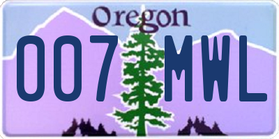 OR license plate 007MWL