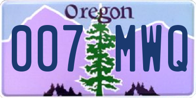 OR license plate 007MWQ
