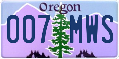 OR license plate 007MWS