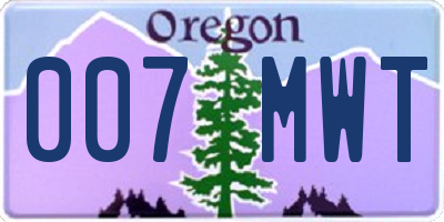 OR license plate 007MWT