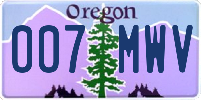 OR license plate 007MWV